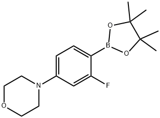 4-[3-フルオロ-4-(4,4,5,5-テトラメチル-1,3,2-ジオキサボロラン-2-イル)フェニル]モルホリン 化学構造式