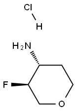 (3S,4R)-3-fluorooxan-4-amine hydrochloride 化学構造式