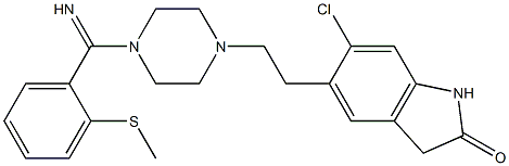 6-chloro-5-[2-[4-(2-methylsulfanylbenzenecarboximidoyl)piperazin-1-yl]ethyl]-1,3-dihydroindol-2-one 结构式