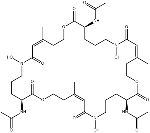 Acetamide,N,N',N''-[(3S,9Z,15S,21Z,27S,33Z)-7,19,31-trihydroxy-10,22,34-trimethyl-2,8,14,20,26,32-hexaoxo-1,13,25-trioxa-7,19,31-triazacyclohexatriaconta-9,21,33-triene-3,15,27-triyl]tris- Structure