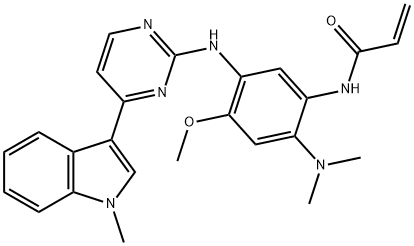 N-(2-(dimethylamino)-4-methoxy-5-((4-(1-methyl-1H-indol-3-yl)pyrimidin-2-yl)amino)phenyl)acrylamide, 2044702-39-6, 结构式