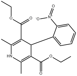 1,4-ジヒドロ-2,6-ジメチル-4-(2-ニトロフェニル)ピリジン-3,5-ジカルボン酸ジエチル 化学構造式