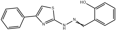 2-((E)-(((E)-4-phenylthiazol-2(3H)-ylidene)hydrazono)methyl)phenol 化学構造式