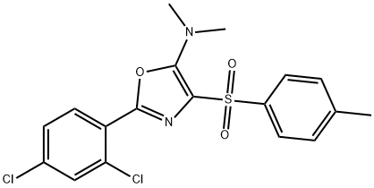 2-(2,4-dichlorophenyl)-N,N-dimethyl-4-tosyloxazol-5-amine Struktur