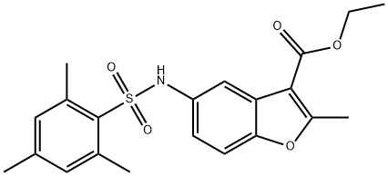 ethyl 2-methyl-5-((2,4,6-trimethylphenyl)sulfonamido)benzofuran-3-carboxylate 结构式