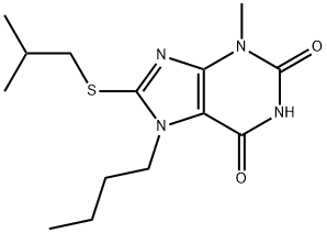 7-butyl-8-(isobutylthio)-3-methyl-3,7-dihydro-1H-purine-2,6-dione Struktur