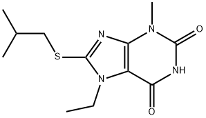 7-ethyl-8-(isobutylthio)-3-methyl-3,7-dihydro-1H-purine-2,6-dione Struktur