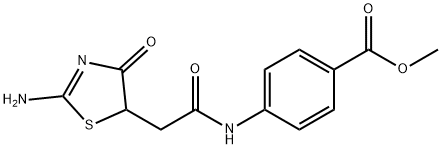 methyl 4-(2-(2-imino-4-oxothiazolidin-5-yl)acetamido)benzoate Struktur