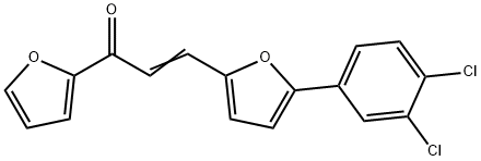 (E)-3-(5-(3,4-dichlorophenyl)furan-2-yl)-1-(furan-2-yl)prop-2-en-1-one Struktur