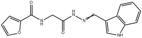 (E)-N-(2-(2-((1H-indol-3-yl)methylene)hydrazinyl)-2-oxoethyl)furan-2-carboxamide Struktur