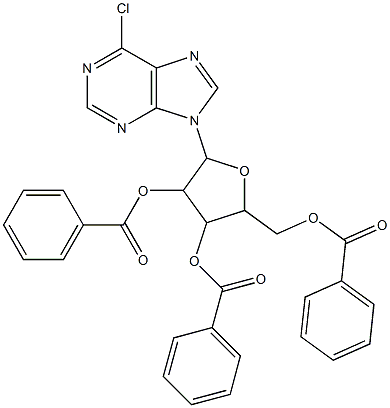 [3,4-dibenzoyloxy-5-(6-chloropurin-9-yl)oxolan-2-yl]methyl benzoate Structure