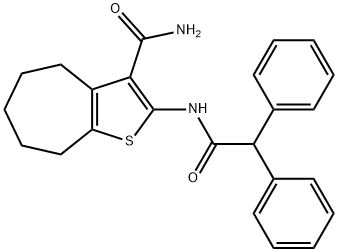2-(2,2-diphenylacetamido)-5,6,7,8-tetrahydro-4H-cyclohepta[b]thiophene-3-carboxamide Structure