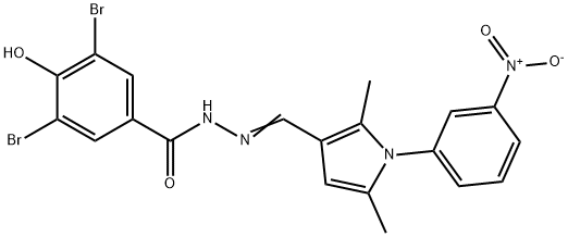 3,5-dibromo-N'-{(E)-[2,5-dimethyl-1-(3-nitrophenyl)-1H-pyrrol-3-yl]methylidene}-4-hydroxybenzohydrazide Struktur