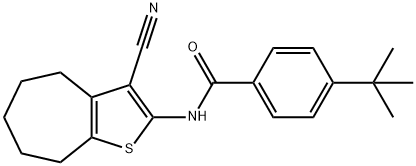 4-(tert-butyl)-N-(3-cyano-5,6,7,8-tetrahydro-4H-cyclohepta[b]thiophen-2-yl)benzamide Struktur