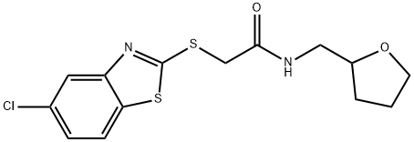 2-[(5-chloro-1,3-benzothiazol-2-yl)sulfanyl]-N-(oxolan-2-ylmethyl)acetamide Structure