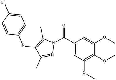 (4-((4-bromophenyl)thio)-3,5-dimethyl-1H-pyrazol-1-yl)(3,4,5-trimethoxyphenyl)methanone Structure