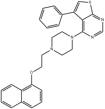 4-(4-(2-(naphthalen-1-yloxy)ethyl)piperazin-1-yl)-5-phenylthieno[2,3-d]pyrimidine Struktur