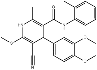 5-cyano-4-(3,4-dimethoxyphenyl)-2-methyl-6-(methylthio)-N-(o-tolyl)-1,4-dihydropyridine-3-carboxamide Struktur