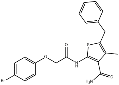 5-benzyl-2-{[(4-bromophenoxy)acetyl]amino}-4-methyl-3-thiophenecarboxamide Struktur