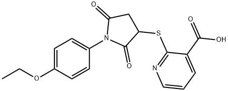 2-((1-(4-ethoxyphenyl)-2,5-dioxopyrrolidin-3-yl)thio)nicotinic acid 结构式