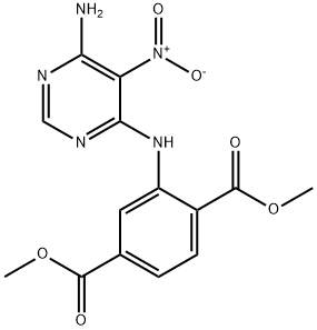 dimethyl 2-((6-amino-5-nitropyrimidin-4-yl)amino)terephthalate Struktur