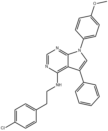 N-(4-chlorophenethyl)-7-(4-methoxyphenyl)-5-phenyl-7H-pyrrolo[2,3-d]pyrimidin-4-amine Struktur