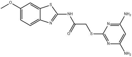 2-(4,6-diaminopyrimidin-2-yl)sulfanyl-N-(6-methoxy-1,3-benzothiazol-2-yl)acetamide Struktur