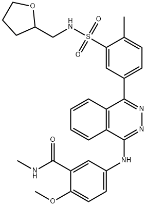 2-methoxy-N-methyl-5-[[4-[4-methyl-3-(oxolan-2-ylmethylsulfamoyl)phenyl]phthalazin-1-yl]amino]benzamide Struktur