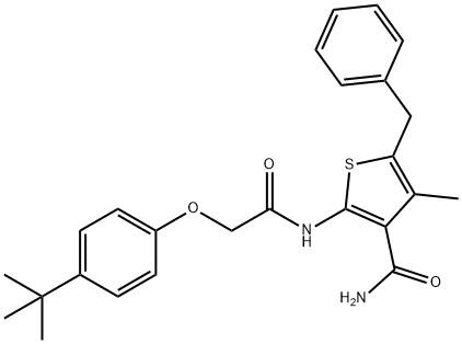 5-benzyl-2-{[(4-tert-butylphenoxy)acetyl]amino}-4-methyl-3-thiophenecarboxamide Structure