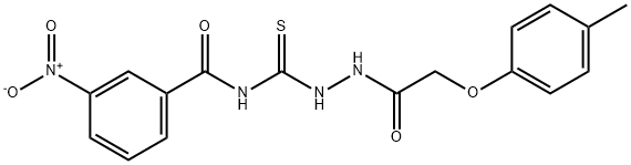 N-({2-[(4-methylphenoxy)acetyl]hydrazino}carbonothioyl)-3-nitrobenzamide Struktur