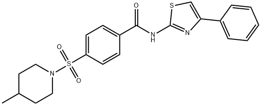 4-((4-methylpiperidin-1-yl)sulfonyl)-N-(4-phenylthiazol-2-yl)benzamide Structure