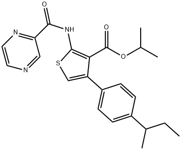 propan-2-yl 4-(4-butan-2-ylphenyl)-2-(pyrazine-2-carbonylamino)thiophene-3-carboxylate Struktur