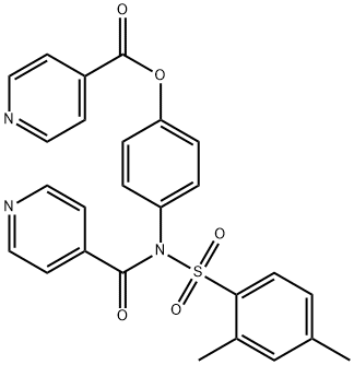 4-(N-((2,4-dimethylphenyl)sulfonyl)isonicotinamido)phenyl isonicotinate 化学構造式