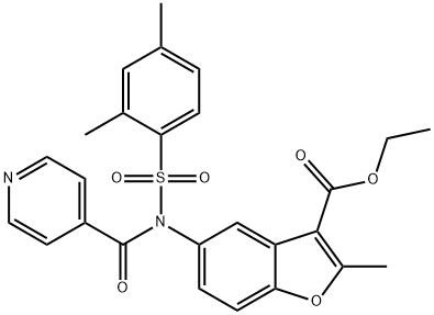 ethyl 5-(N-((2,4-dimethylphenyl)sulfonyl)isonicotinamido)-2-methylbenzofuran-3-carboxylate Structure