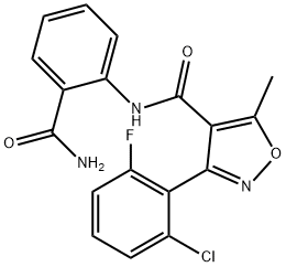 N-(2-carbamoylphenyl)-3-(2-chloro-6-fluorophenyl)-5-methylisoxazole-4-carboxamide Struktur