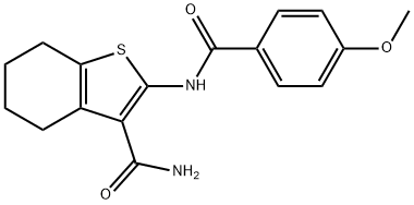 2-(4-methoxybenzamido)-4,5,6,7-tetrahydrobenzo[b]thiophene-3-carboxamide 化学構造式