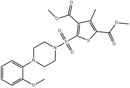 dimethyl 5-((4-(2-methoxyphenyl)piperazin-1-yl)sulfonyl)-3-methylthiophene-2,4-dicarboxylate Struktur