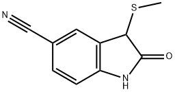 1H-Indole-5-carbonitrile, 2,3-dihydro-3-(methylthio)-2-oxo- 化学構造式