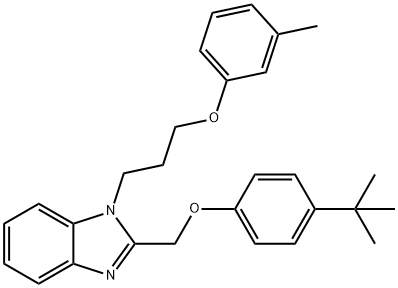 2-((4-(tert-butyl)phenoxy)methyl)-1-(3-(m-tolyloxy)propyl)-1H-benzo[d]imidazole 化学構造式