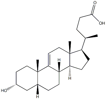 Chol-9(11)-en-24-oicacid, 3-hydroxy-, (3a,5b)- (9CI) Structure