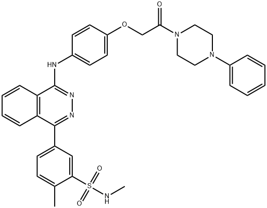 N,2-dimethyl-5-[4-[4-[2-oxo-2-(4-phenylpiperazin-1-yl)ethoxy]anilino]phthalazin-1-yl]benzenesulfonamide Struktur