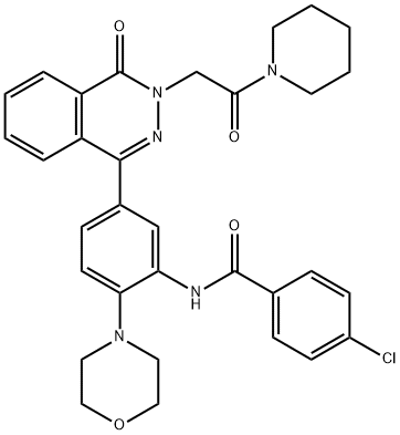 4-chloro-N-[2-morpholin-4-yl-5-[4-oxo-3-(2-oxo-2-piperidin-1-ylethyl)phthalazin-1-yl]phenyl]benzamide Structure