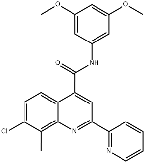 7-chloro-N-(3,5-dimethoxyphenyl)-8-methyl-2-pyridin-2-ylquinoline-4-carboxamide Struktur