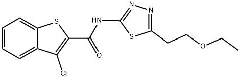 3-chloro-N-[5-(2-ethoxyethyl)-1,3,4-thiadiazol-2-yl]-1-benzothiophene-2-carboxamide Struktur