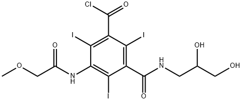 5-methoxyacetylamino-2,4,6-triiodoisophthalic acid (2,3-dihydroxypropyl)amide chloride Struktur