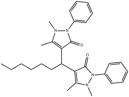 4,4'-(1,1-heptanediyl)bis(1,5-dimethyl-2-phenyl-1,2-dihydro-3H-pyrazol-3-one) Structure