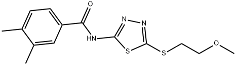 N-{5-[(2-methoxyethyl)sulfanyl]-1,3,4-thiadiazol-2-yl}-3,4-dimethylbenzamide Structure