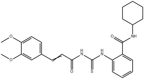 N-cyclohexyl-2-[({[3-(3,4-dimethoxyphenyl)acryloyl]amino}carbonothioyl)amino]benzamide Struktur