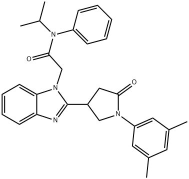 2-(2-(1-(3,5-dimethylphenyl)-5-oxopyrrolidin-3-yl)-1H-benzo[d]imidazol-1-yl)-N-isopropyl-N-phenylacetamide Structure