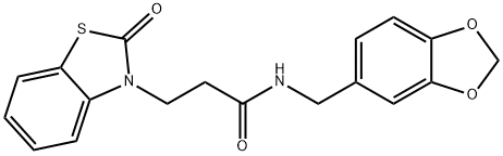 N-(benzo[d][1,3]dioxol-5-ylmethyl)-3-(2-oxobenzo[d]thiazol-3(2H)-yl)propanamide Struktur